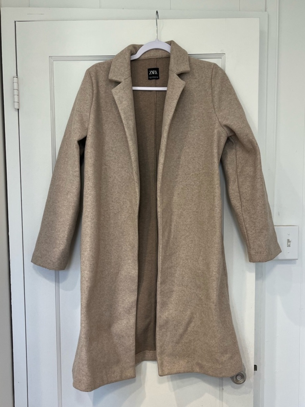 Zara Beige Open-Front Coat